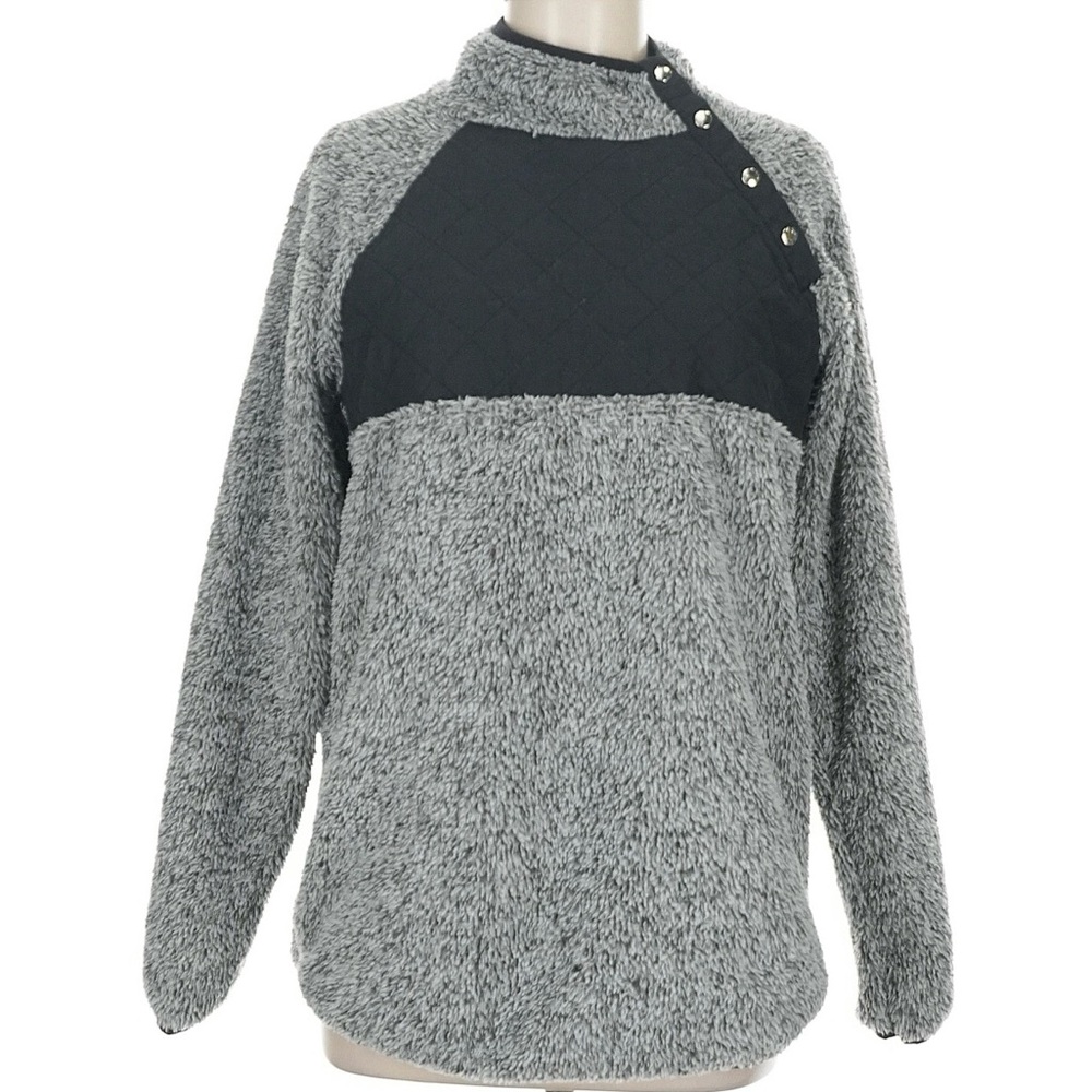 Pink Lily Gray and Black Cowl Sweater